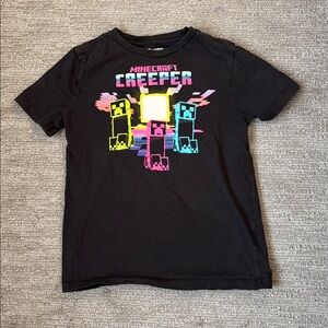 3/$15 Old Navy Black Minecraft Creeper Tee with Neon Graphic